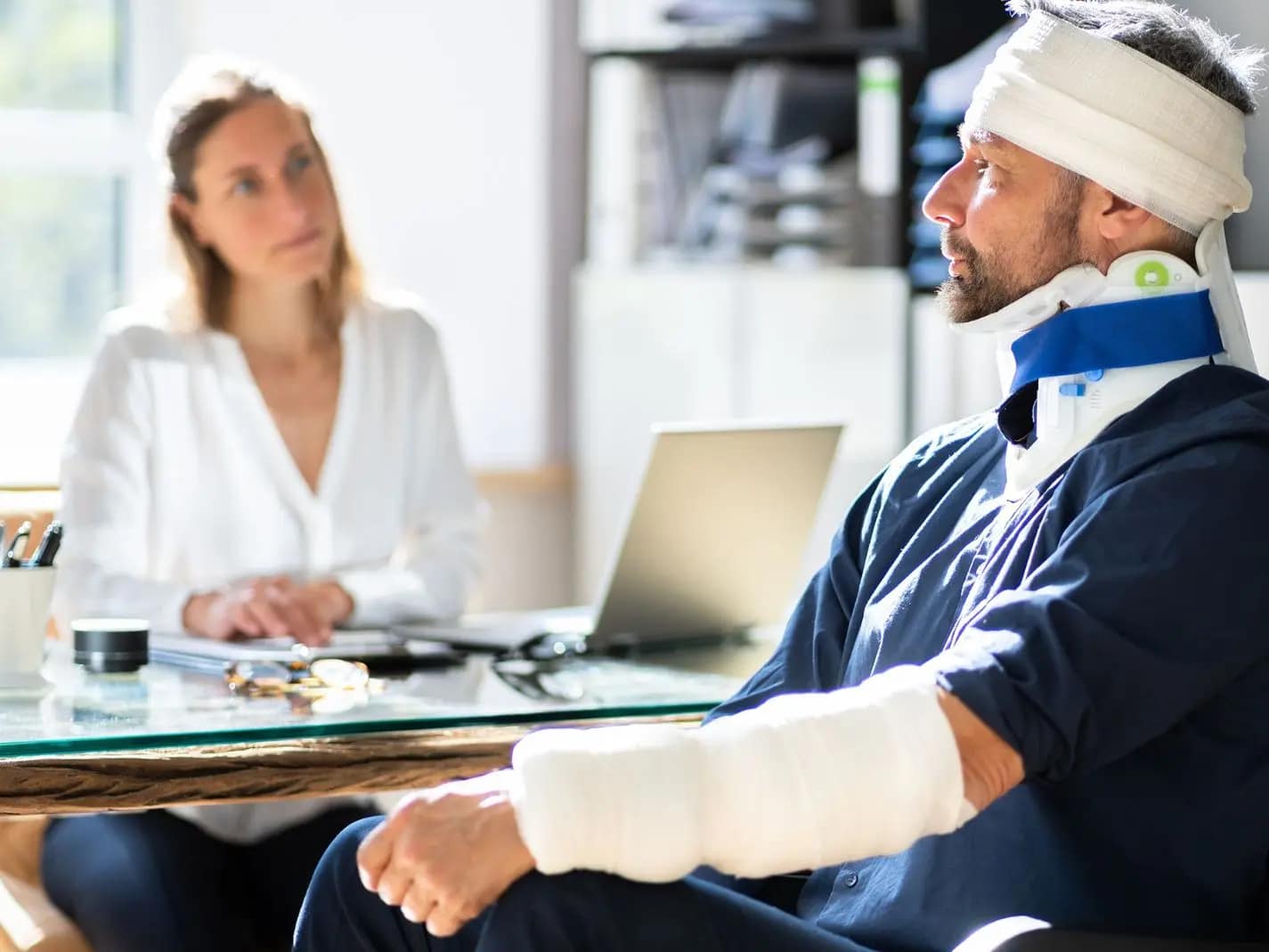 person talking to a lawyer