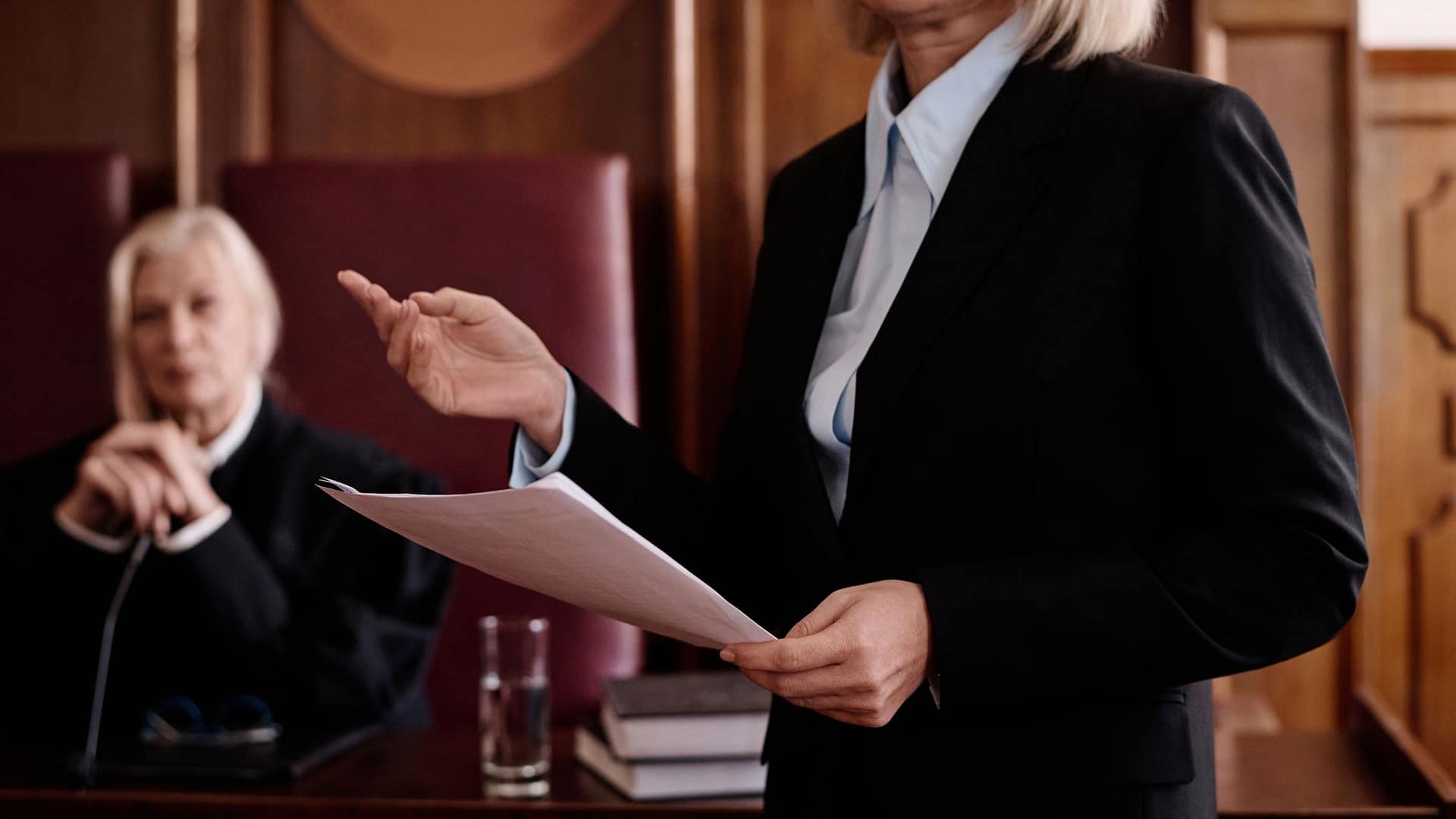 Lawyer presenting during a trial