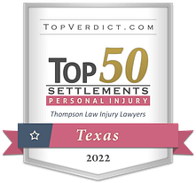 TopVerdict Top 50 personal injury settlements in Texas 2022 badge - Richardson Motorcycle Accident Attorneys