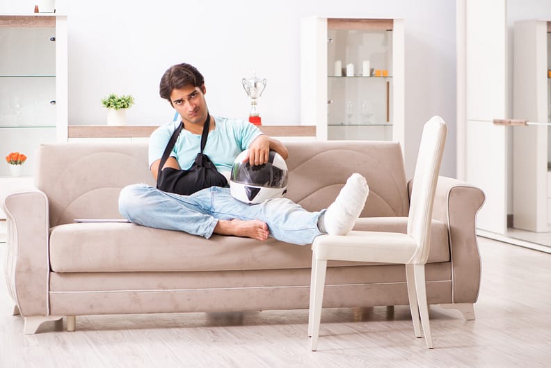 Injured motorbike rider recovering at home - McAllen motorcycle accident lawyer